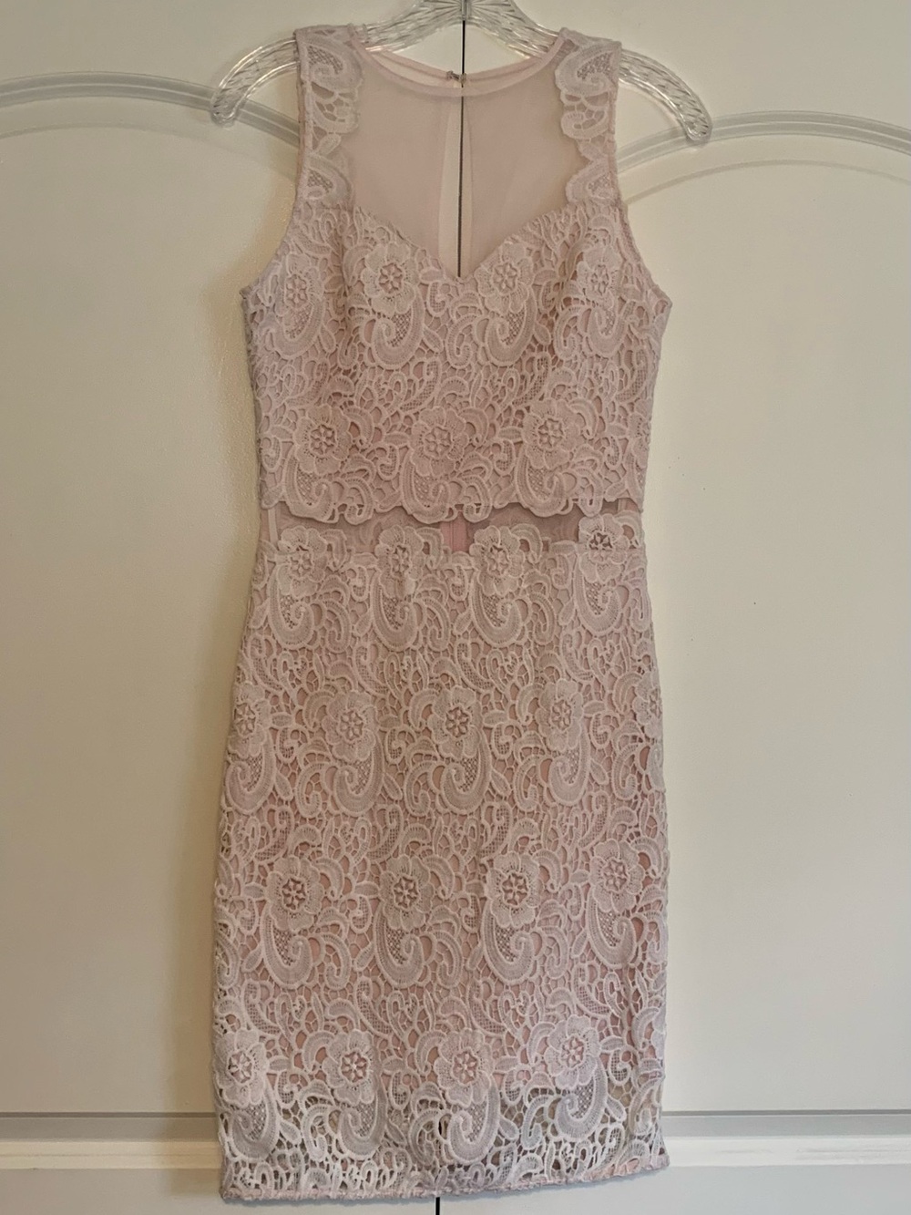 Soieblu Blush Pink Lace Sheath Dress
